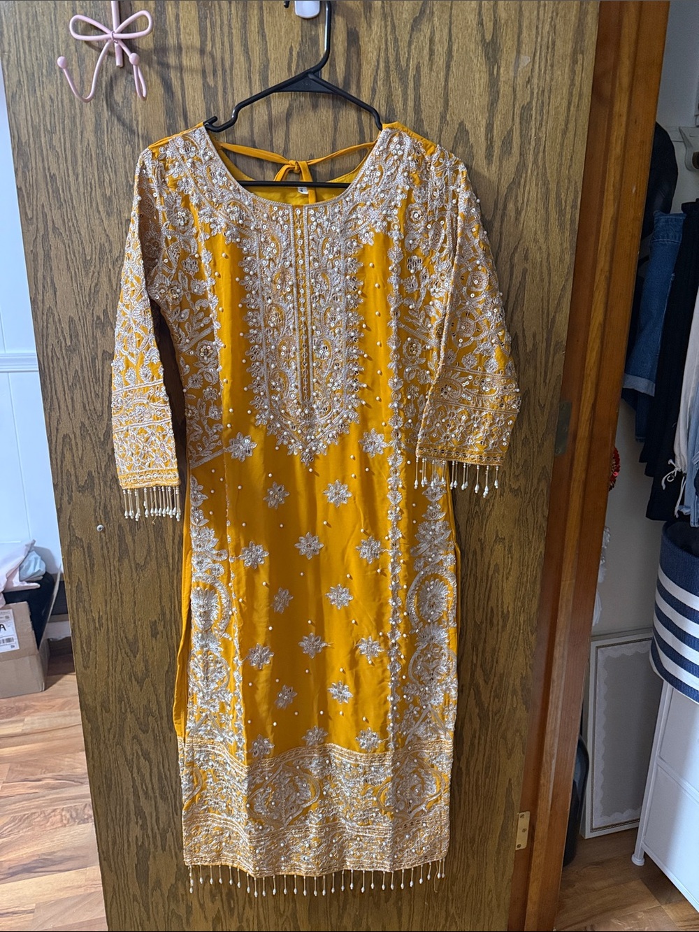 Embroidered Mustard Yellow kurta salwar kameez